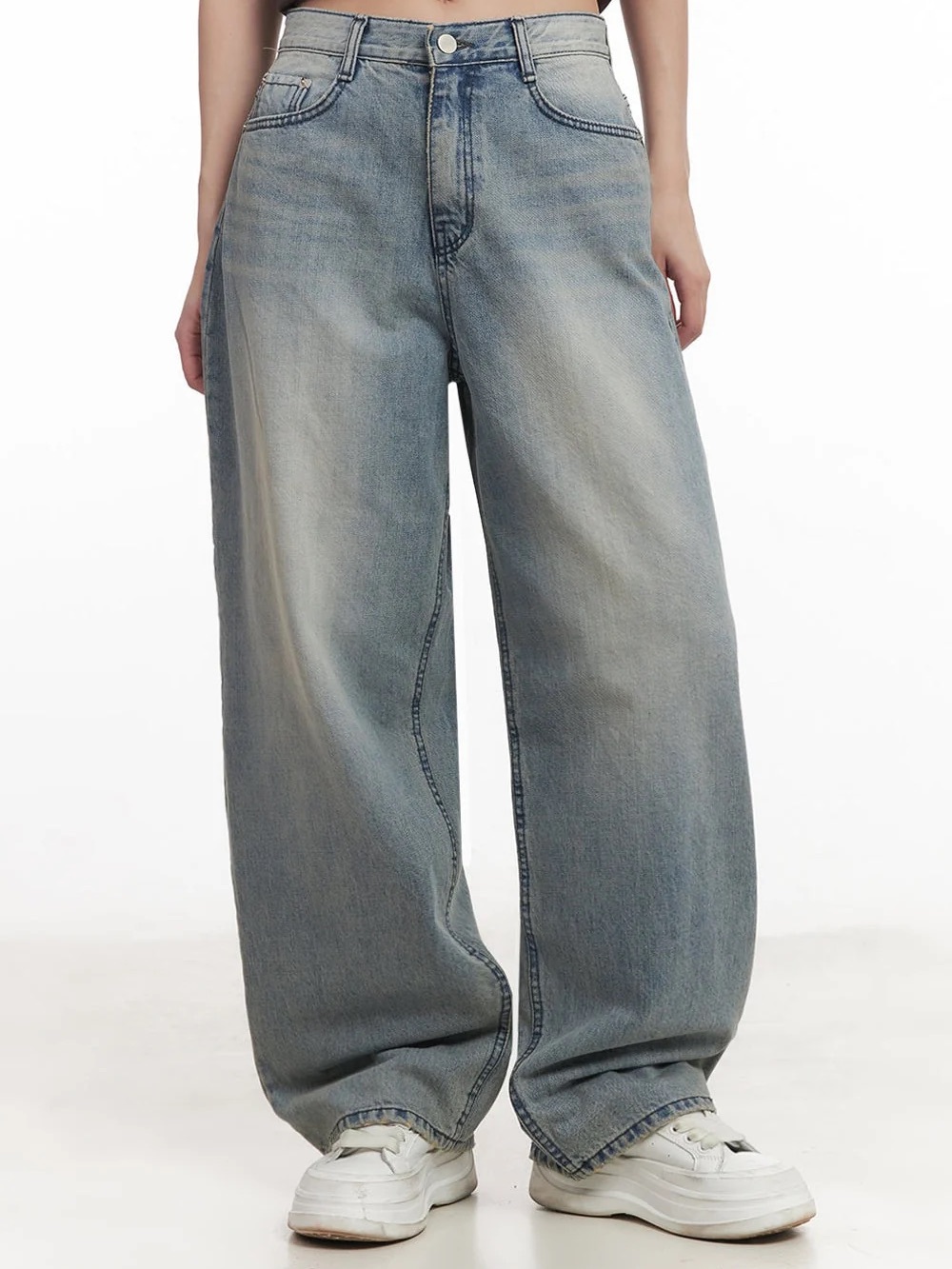 Lewkin Blue Washed Wide Leg Women Jeans - Brand New with tags - Y2K - Trendy